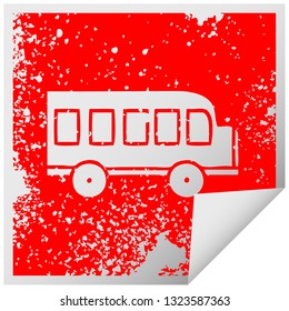 distressed square peeling sticker symbol of a school bus