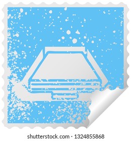 distressed square peeling sticker symbol of a in box