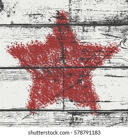 Distressed star crayon overlay texture. Grunge charcoal painted shape. Empty aged design element. Paint brush creative retro mockup. Original logo blank detail. High quality basis. EPS10 vector.