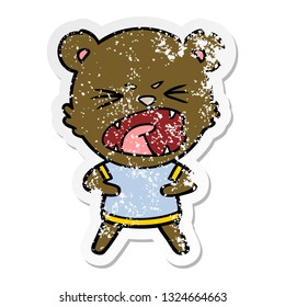 distressed sticker of a angry cartoon bear