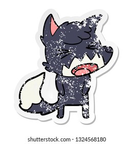 distressed sticker of a angry cartoon fox