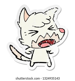 distressed sticker of a angry cartoon fox