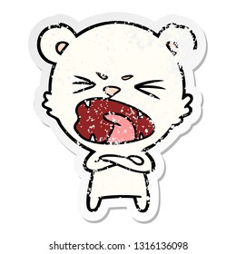 distressed sticker of a angry cartoon polar bear