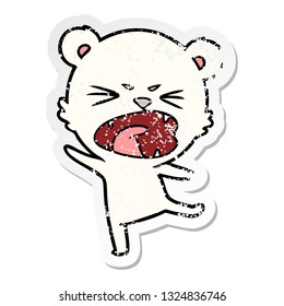 distressed sticker of a angry cartoon polar bear
