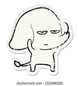 distressed sticker of a annoyed cartoon elephant