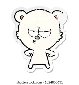 distressed sticker of a bored polar bear cartoon