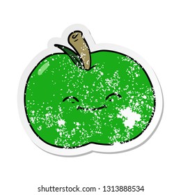 distressed sticker of a cartoon apple