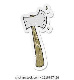 distressed sticker of a cartoon axe