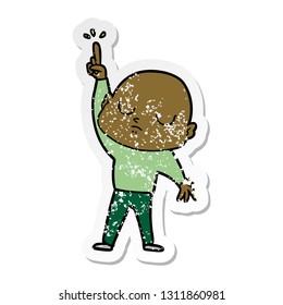 distressed sticker of a cartoon bald man