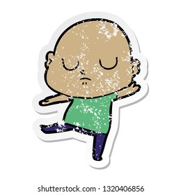 distressed sticker of a cartoon bald man