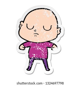 distressed sticker of a cartoon bald man