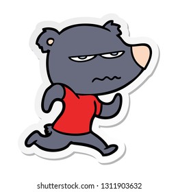 distressed sticker of a cartoon bear