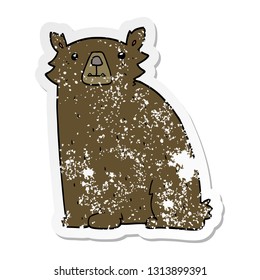 pegatina angustiada de un oso de dibujos animados