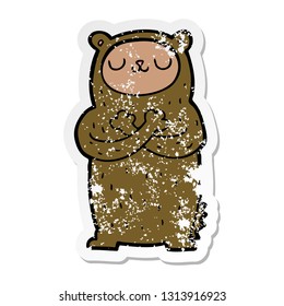 distressed sticker of a cartoon bear