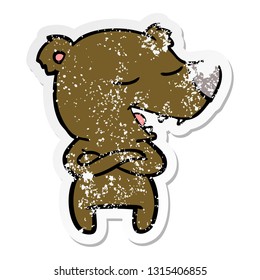 distressed sticker of a cartoon bear