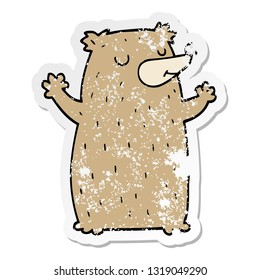 distressed sticker of a cartoon bear