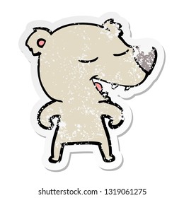 distressed sticker of a cartoon bear