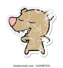 distressed sticker of a cartoon bear