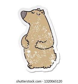 distressed sticker of a cartoon bear