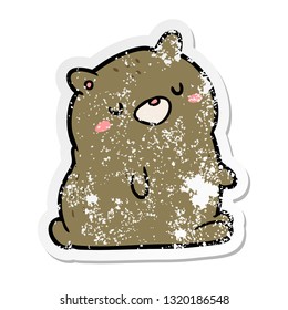 pegatina angustiada de un oso de dibujos animados