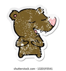 distressed sticker of a cartoon bear