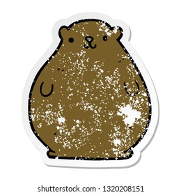 pegatina angustiada de un oso de dibujos animados