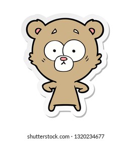 pegatina angustiada de un oso de dibujos animados