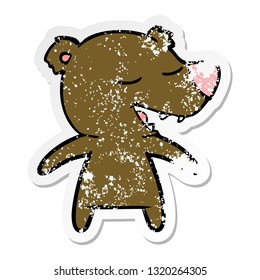 pegatina angustiada de un oso de dibujos animados