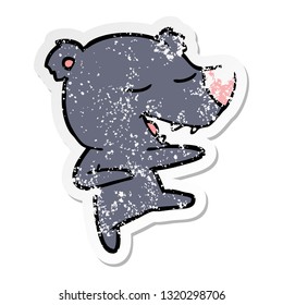 distressed sticker of a cartoon bear