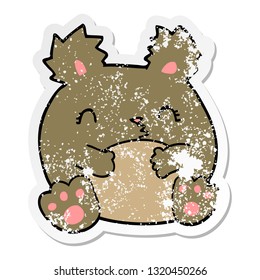 pegatina angustiada de un oso de dibujos animados