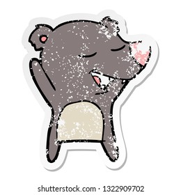 distressed sticker of a cartoon bear