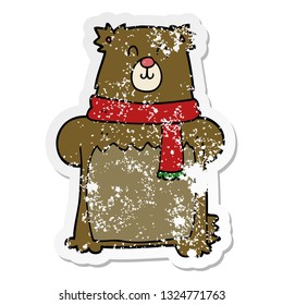 pegatina angustiada de un oso de dibujos animados