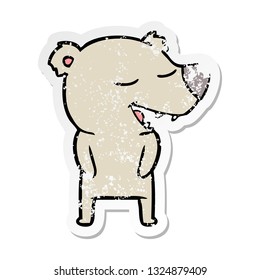 distressed sticker of a cartoon bear