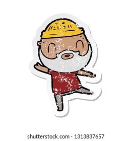 distressed sticker of a cartoon bearded man