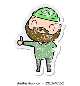 distressed sticker of a cartoon bearded man