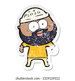 distressed sticker of a cartoon bearded man