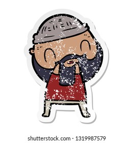 distressed sticker of a cartoon bearded man