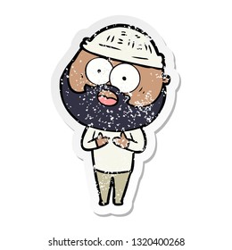 distressed sticker of a cartoon bearded man