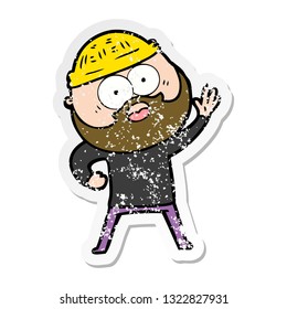 distressed sticker of a cartoon bearded man