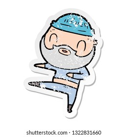 distressed sticker of a cartoon bearded man