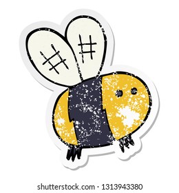 distressed sticker of a cartoon bee