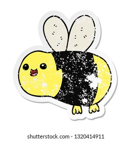 distressed sticker of a cartoon bee