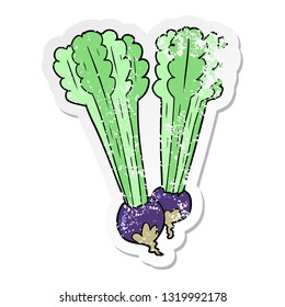 pegatina angustiada de una remolacha de dibujos animados