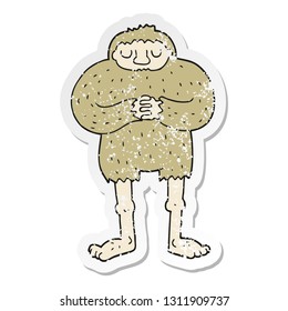 distressed sticker of a cartoon bigfoot