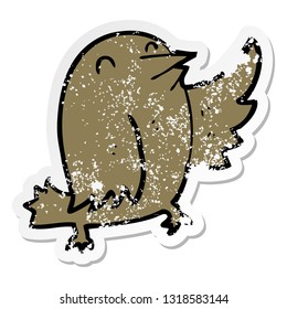 distressed sticker of a cartoon bird