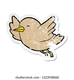 distressed sticker of a cartoon bird