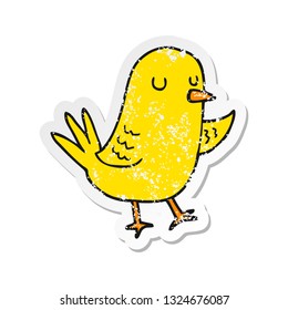 distressed sticker of a cartoon bird