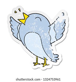distressed sticker of a cartoon bird