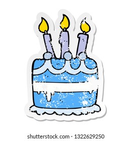 distressed sticker of a cartoon birthday cake