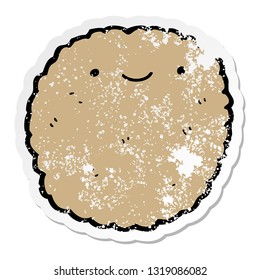 distressed sticker of a cartoon biscuit